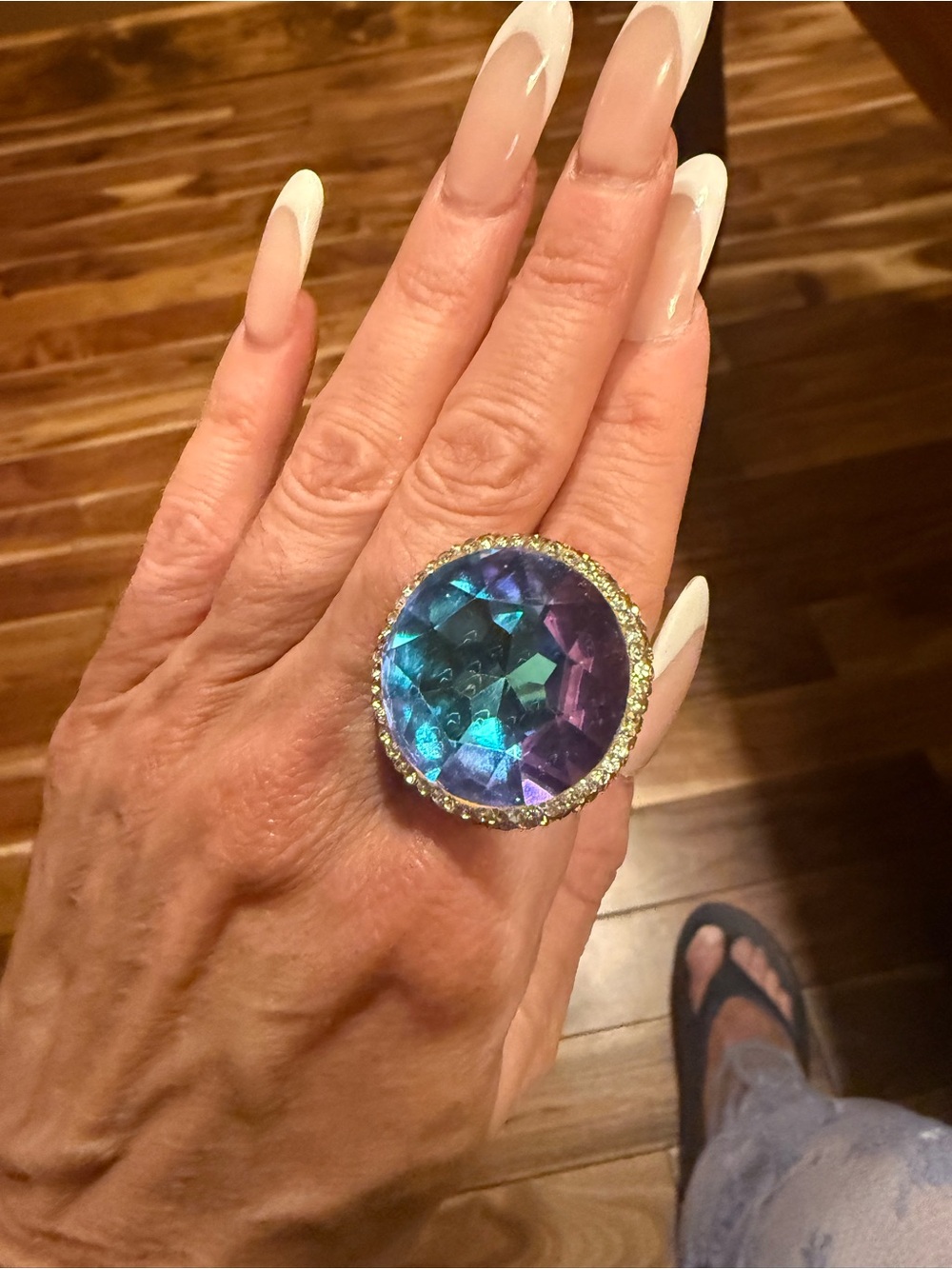 New mermaid purple blue
Crystal Statement Ring - gemstone gold plated adjustab